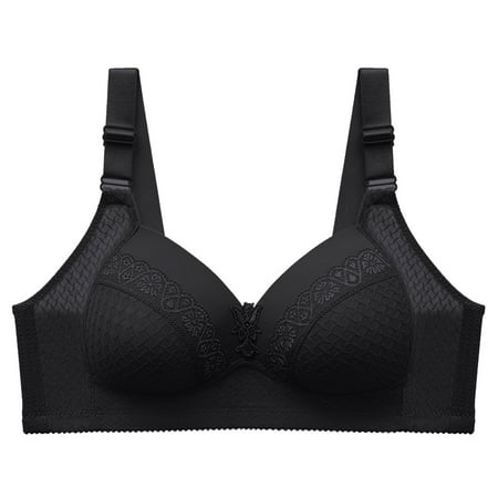 BYHONG Womens Blissful Bra Wire Push Up Full Coverage Smoothing Everyday Bra Comfort Flex Fit Bras Black 42