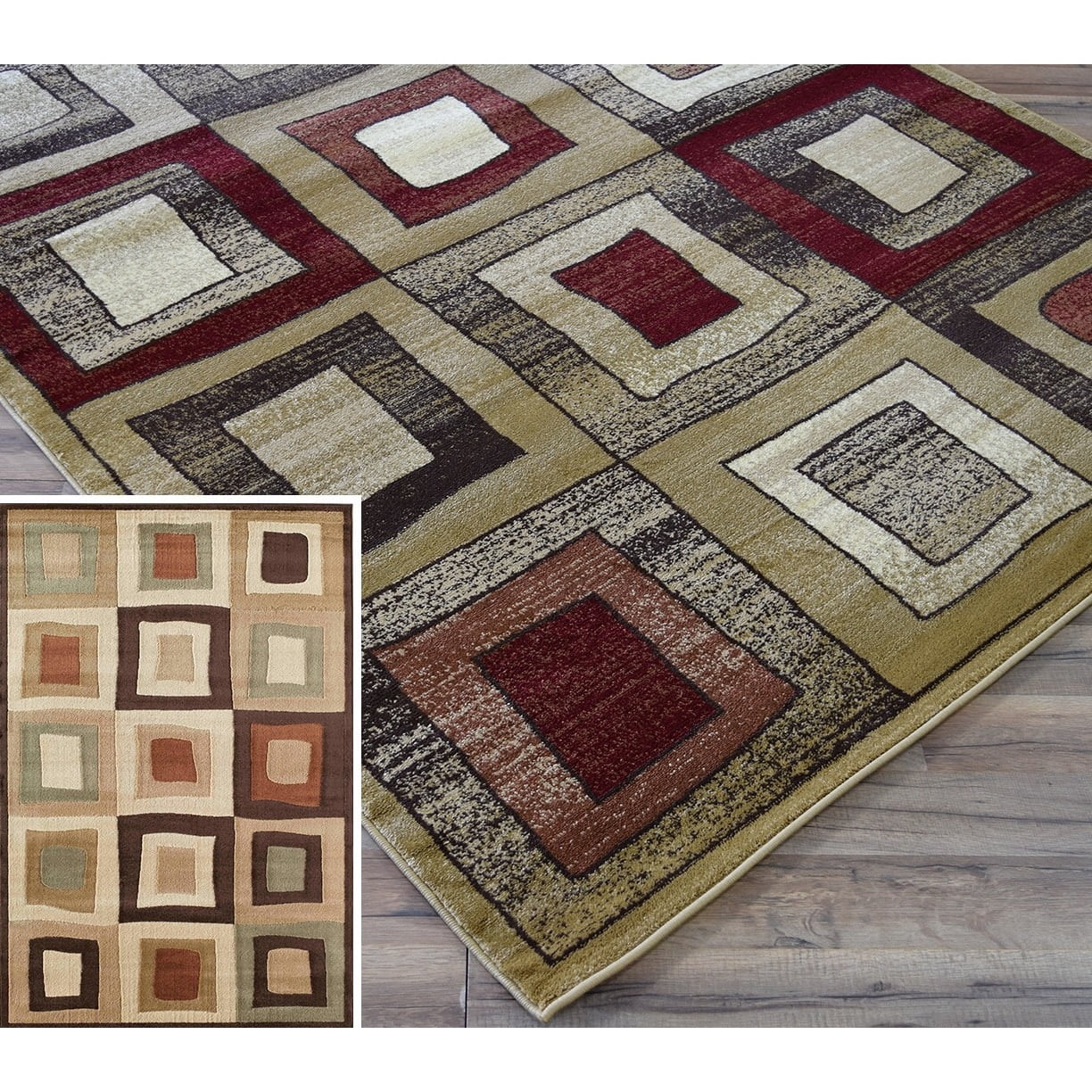 Rugs America Modern Square Bowery Area Rug Brown