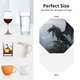 thumbnail image 6 of Honeii Valley Gray Dragon print Leather Coaster Set of 4, ideal for safeguarding your furniture from drinks spills and effortless cleanup-Octagon, 6 of 6