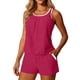 thumbnail image 4 of Traje de baño Tankini para mujer, de color liso, conservador, sin espalda, con bloques de color, con bolsillo, shorts de baño, conjunto de dos piezas, traje de baño de dos piezas para mujer, trajes de, 4 of 9