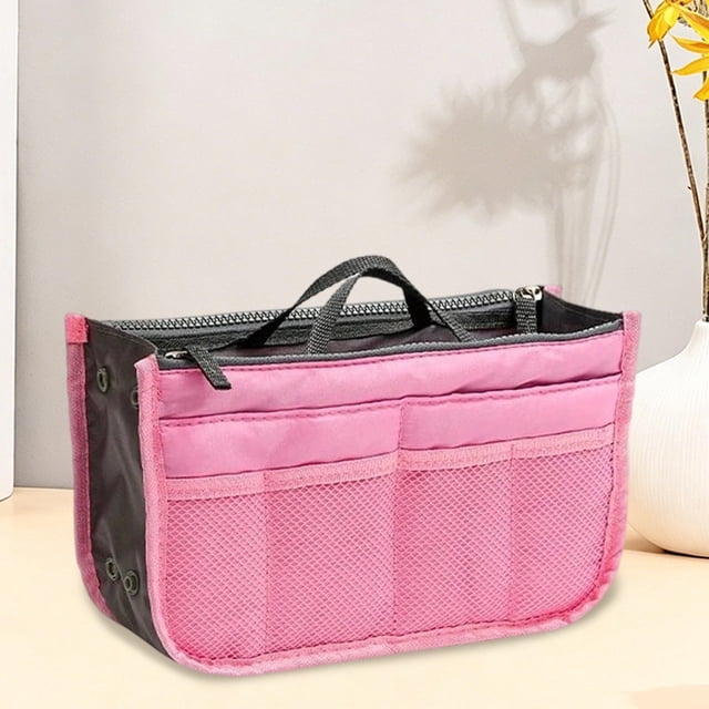 Bolsa Organizadora de Viaje con Doble Cremallera, Bolsillos de Malla Transparente y Diseño Multicompartimento: Bolsa de Almacenamiento Plegable de Poliéster para Cosméticos, Artículos de Aseo, Papele