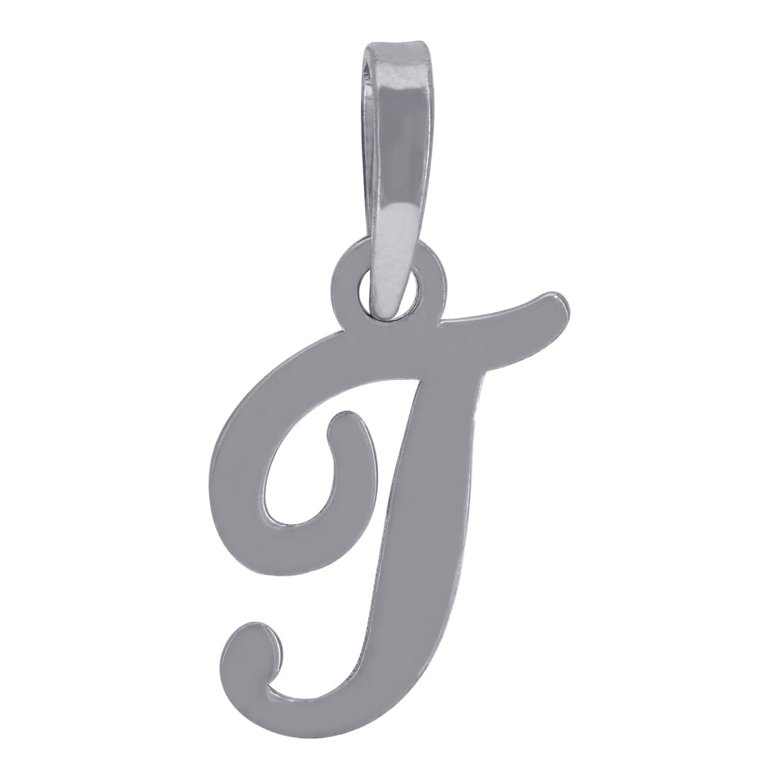925 Sterling Silver Unisex Cursive Letter Name Personalized Monogram Initial Alphabet T Charm Pendant Necklace 18.5x9.6m