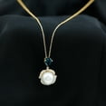 thumbnail image 3 of Rosec Jewels Designer Freshwater Pearl Pendant with Blue Topaz and Diamond - AAA Grade - 8 Carat Pearl Statement Necklace with Chain, 14K Yellow Gold, 3 of 7