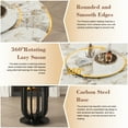 thumbnail image 3 of Montary 9 Piece Modern Dining Table Set of 8, Round 53" D Faux Marble Dining Table with Lazy Susan, Sintered Stone Top and Black Carbon Steel Base Dining Room Table with 8 Brown Dining Chairs, 3 of 7