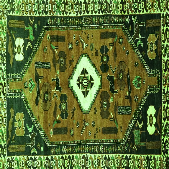 Ahgly Company Indoor Square Persian Green Traditional Area Rugs, 3' Square