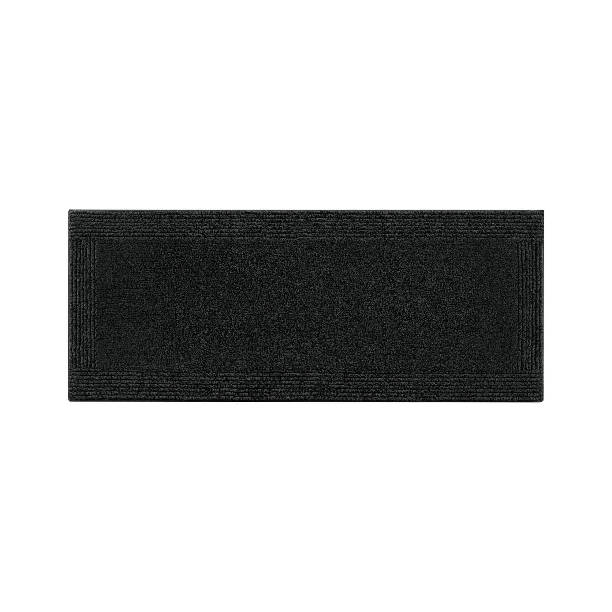 100% Cotton Tufted 3000 GSM Reversible Bath Rug 24x72" Black Ultra Plush Dense Machine Washable Long Bathroom Rug Runner