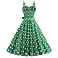 thumbnail image 4 of Women Vintage Polka Dot 1950S Rockabilly Halter Audrey Dress Retro Floral Evening Cocktail Swing Dress Green XL, 4 of 4