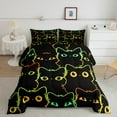 thumbnail image 2 of jejeloiu Cartoon Cat Full Size Comforter Sets,Neon Stripe Kitten Bedding Comforter Set,Colorful Ombre Bedding Sets For Girls Boys,Super Cozy Room Decor Reversible,3 Pieces, 2 of 8