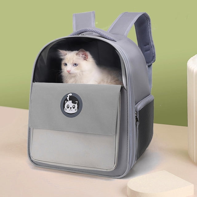 transportadora ventilación, bolsa con bolsillos de almacenamiento, jaula cómoda para uso libre, pequeño, lindo gato, - GRIS Salvador Portador de gatos