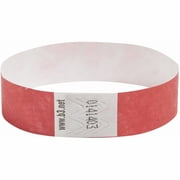 SICURIX Sequentially Numbered Security Wristbands, 3/4, Red, Pack of 100