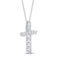 thumbnail image 2 of 1.10 Ct Excellent Cut Genuine Diamond Accents Charm Cross Pendant Necklace in Solid 18K White Gold With 18 inches chain, 2 of 4