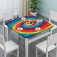 thumbnail image 3 of Colorful Tie Dye Pattern Square Fitted Tablecloth with Elastic Edge,Square Table Cover,Washable Elastic Table Cover for Home Kitchen Party Decor 36"x36", 3 of 6