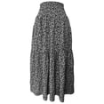thumbnail image 5 of Unir Women Scattered Tiny Ditsy Floral Three Tier Flow Four Way Stretch Maxi Skirt Elastic High Waist Casual Long Bottom 1PC S-XL Plus Size Friendly, 5 of 5
