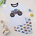 thumbnail image 2 of UAYOTSE Cartoon Car Dinosaur Graphic T Shirt Patchwork Shorts Breathable Summer Two Piece Children Outfit Size 3-4 Years, 2 of 5