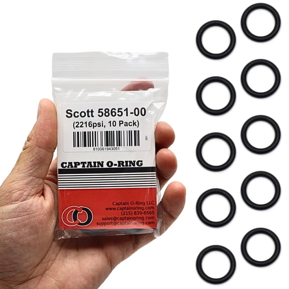 Captain O-Ring  Replacement 58651-00 O-Rings for Scott Sherwood 2216psi SCBA Tanks 10 Pack
