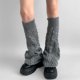 thumbnail image 5 of Aesthetic Solid Color Flared Wide Leg Covers Hollowed Out Hole Knitted Leg Warmers Footless Long Boot Socks Streetwear White, 5 of 5