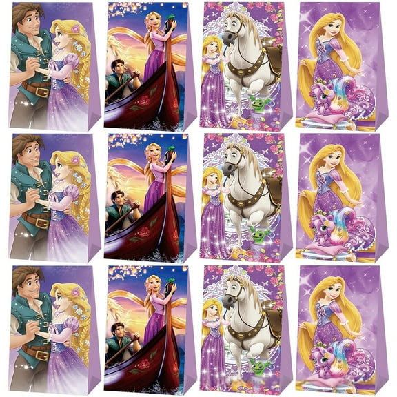 24 PCS Anime Party Favor Candy Bags for Princess Themed Birthday Supplies Decor,Kids Birthday Game Party Kraft Paper Goodie Gift Bag Decorations