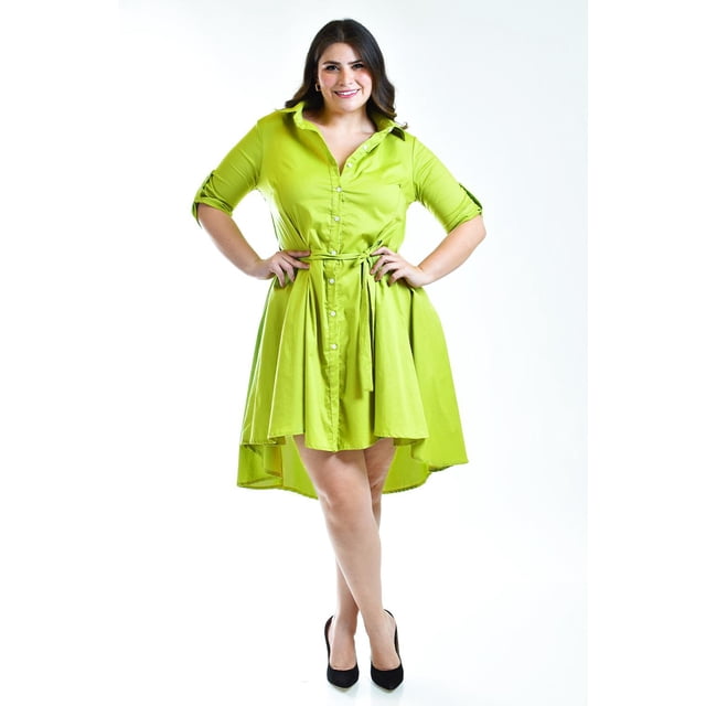 Vestido asimetrico Roman Fashion /Tallas Extras, 9514 (Lima) verde lima 38