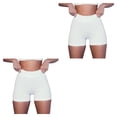 thumbnail image 3 of Greeniant Trajes de ejercicio de 2 piezas Pantalones cortos transpirables a prueba de sudor de cintura alta con tops cortos de un hombro Gimnasio Pantalones cortos blancos/L 2Conjunto, 3 of 6