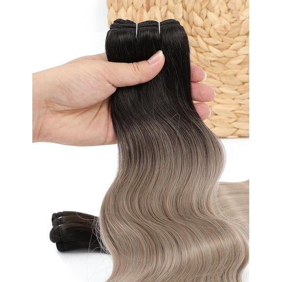 WEIF-30 inch Ombre Black to Mix Blonde Body Wave Bundles Synthetic Hair Long Sew in Weft Hair Extensions for Women