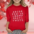 thumbnail image 2 of XASZHN T-Shirt Mode Fonctionnel Col Rond Manches Trois-Quarts Imprimé Décontracté pour Filles Rouge 7-8 Ans, 2 of 4