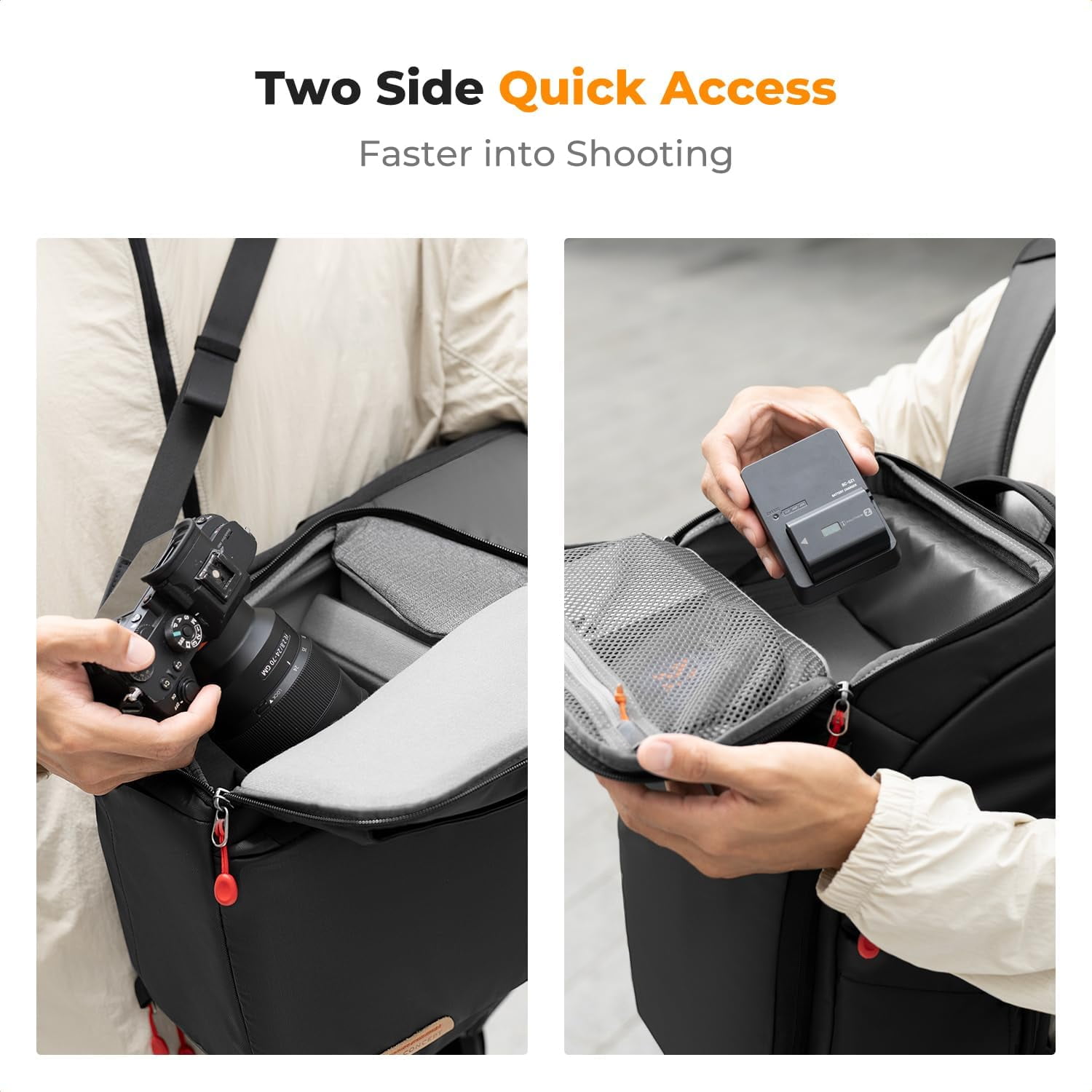 K&F CONCEPT Camera bags Waterproof 25L Large Capacity Camera Case with Raincover Camera Case 15.6 Inch Laptop Compartment