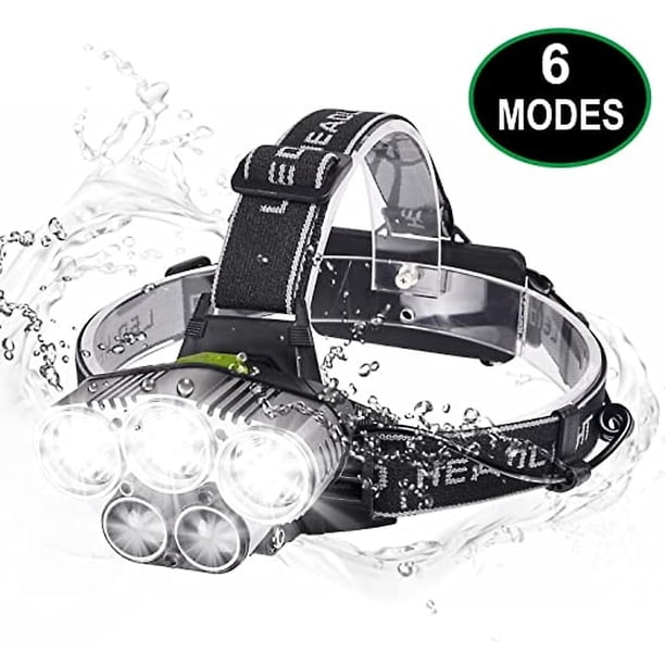 5 faros LED de seis modos, faros delanteros impermeables recargables por USB para acampar y caminar al aire libre