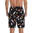 thumbnail image 3 of Kdxio Space Rocket Print Mens Sleep Shorts Bottoms Soft Comfy Pajama Wear Pants with Drawstring Pockets, 3 of 7
