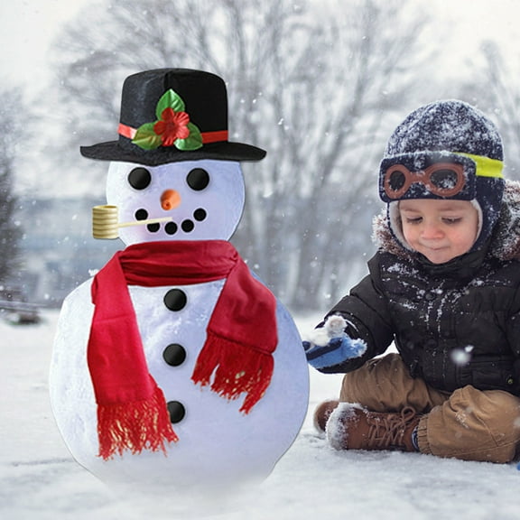 Aihimol Christmas Snowman Dressing Set Combination Wooden Button Pipe Hat Scarf, New Large Size 14pcs