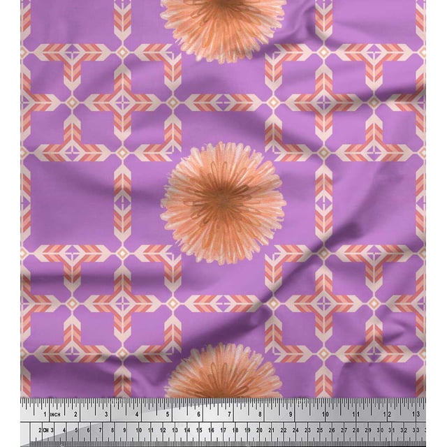 Soimoi Poly Georgette Fabric Artistic Flower & Arrow African Decor Fabric Printed Yard 42 Inch Wide