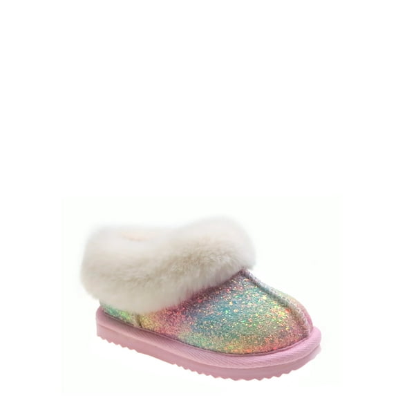 Wonder Nation Toddler Girls Slippers with Faux Fur Trim