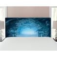 thumbnail image 1 of Fantasy Headboard, Passage Doorway Through Enchanted Foggy Palace Garden at Night View, Upholstered Decorative Metal Bed Headboard with Memory Foam, Full Size, Navy Blue and Grey, by Ambesonne, 1 of 4