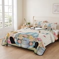 thumbnail image 2 of Twin Quilt Set 68''x86'', Spring Gnomes Floral Lightweight Summer Bedspread Coverlet Set with 2 Pillow Shams, Pink Tulip Botanical Beige Burlap Breathable All Season Quilt Bedding for Dorm/Bedroom, 2 of 9
