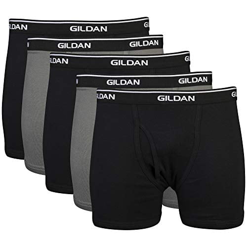 Gildan Platinum Men's Boxer Briefs, Black, Large, 5-Pack