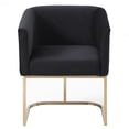 thumbnail image 2 of Fabric Upholstered Dining Chair with Round Cantilever Base, Black and Gold- Saltoro Sherpi, 2 of 5