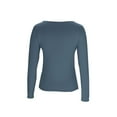 thumbnail image 3 of Fnooota Women's Long Sleeve Tops, Stretch Pullover Slim Fit Crew Neck Fall Winter Undershirts Blue Size L, 3 of 4