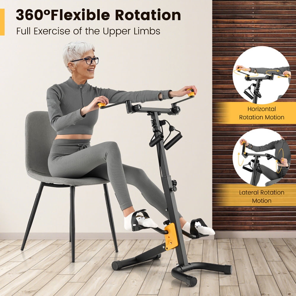 Demifill Folding Pedal Exercise Bike with Adjustable Resistance, Mltifunctional Pedal Exercise with 4 Exercise Modes, Workout & Strength Training for Home Gym, Yellow