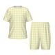 thumbnail image 1 of Balery Lemon Yellow Checkboard Conjunto de Pijama Infantil de Manga Corta con Estampado – Ropa de Dormir de Algodón Suave-Small, 1 of 6