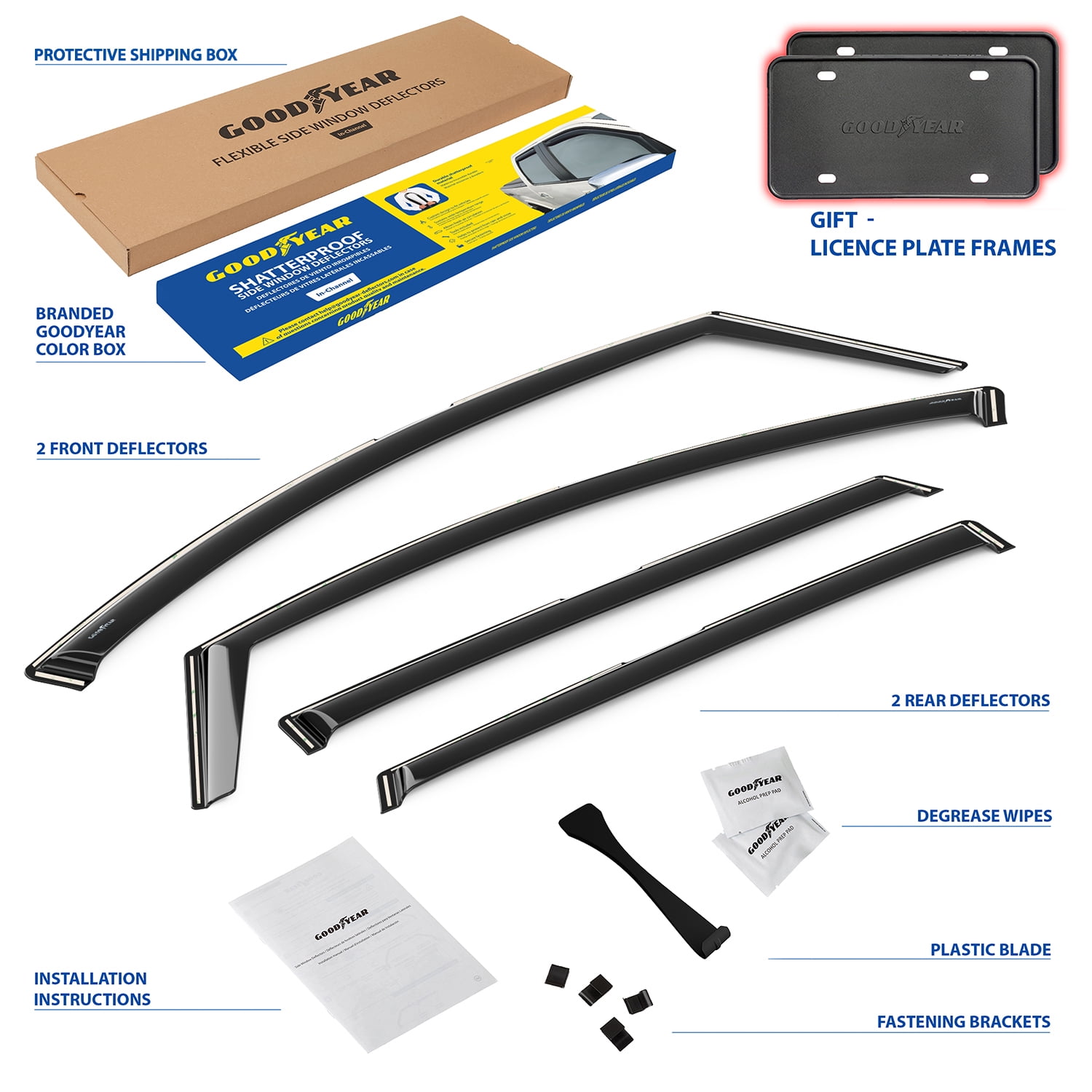 Goodyear Shatterproof In-Channel Window Deflectors for Kia Sportage 2023-2025, Rain Guards, Window Visors for Cars, Vent Deflector, Car Accessories, 4 pcs - GY008440