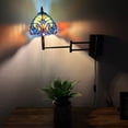 thumbnail image 4 of Tiffany Style Sconce Lamp Plug In Swing Arm Blue Green Stained Glass LED Bulb Included 13”W*8”D*15”H, 4 of 8