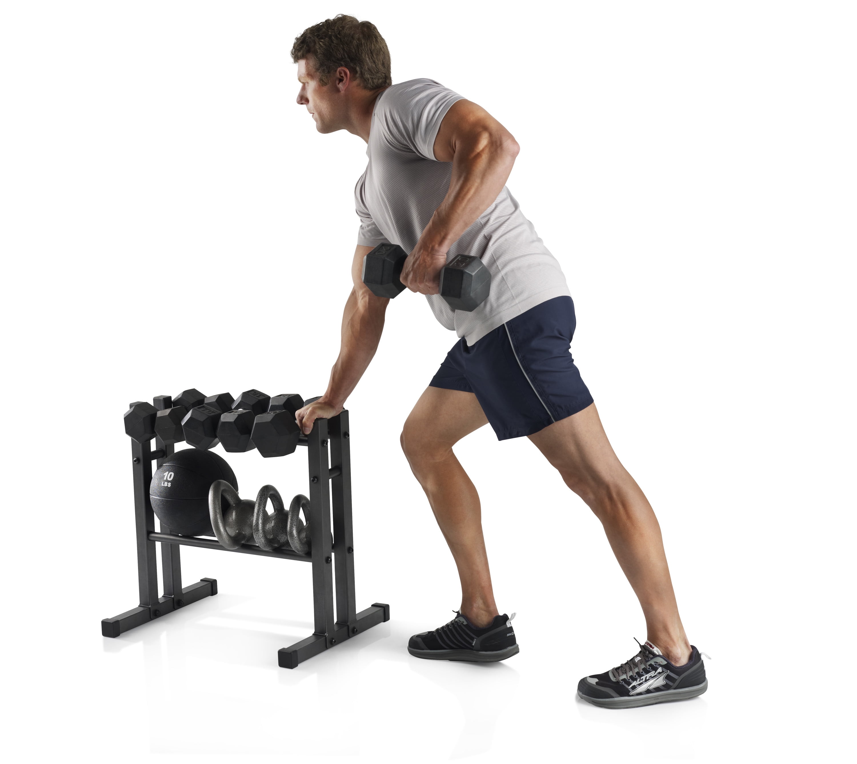 Weider Two-Tier Utility Rack for Dumbbell, Kettlebell, and Medicine Ball Storage