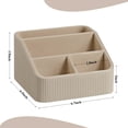 thumbnail image 7 of Topsome Remote Control Holder with 4 Compartments, PU Leather Nightstand Organizer Desk Caddy, Decorative Bedside Table Storage Organizer for TV Remote, Media Player, Home Office Supplies (Beige), 7 of 7