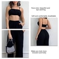 thumbnail image 4 of Conjunto de top de tubo fruncido y pantalones de cintura alta, tirantes finos, negro liso, talla XL Summer Chic, 4 of 5