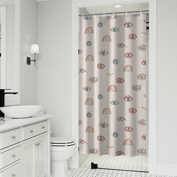 Brown Boho Eye and Rainbow Pattern Shower Curtain 36"x72" ,Bathroom Decorative Shower Curtains Set with 12 Hooks,Modern Waterproof Washable Shower Curtain