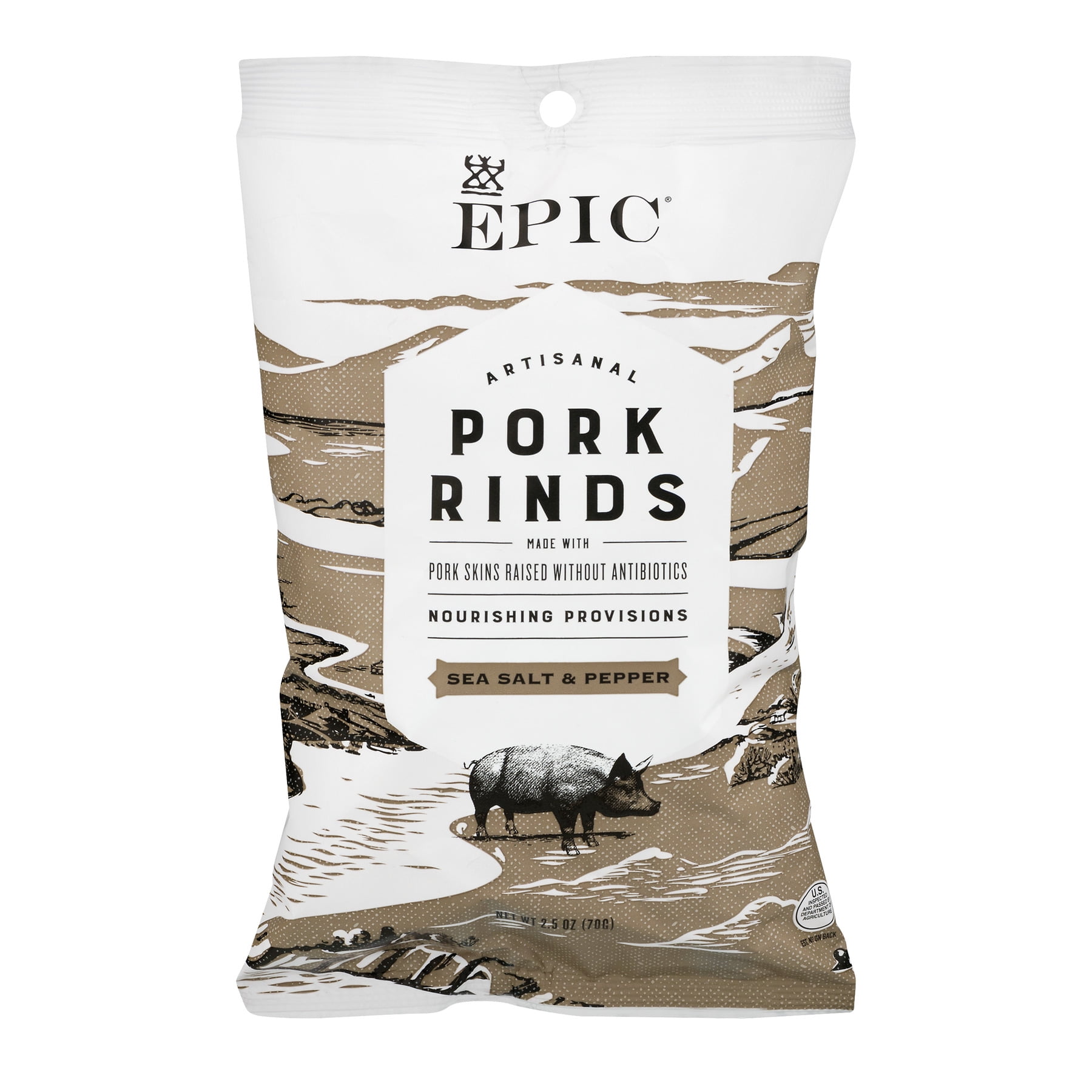 EPIC Provisions Sea Salt and Pepper Pork Rinds 12ct 2.5 oz Bags