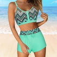 thumbnail image 2 of Huesdet Ensemble Bikini Triangle Anneau pour Femmes Deux Pièces String Color Block Maillots de Bain (Vert Menthe, P), 2 of 6
