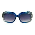 thumbnail image 2 of SA106 Lace Print Rectangular Thick Plastic Butterfly Sunglasses Blue, 2 of 3