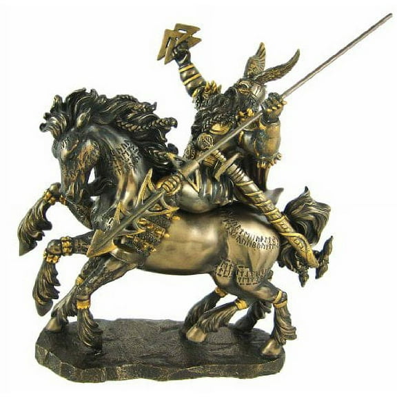 Norse God Odin Bronze Finish Statue Pagan Viking