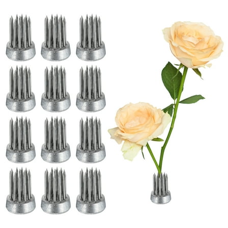 Uxcell 12Pcs Flower Frog, Round Stainless Floral Frogs, Flower Arranger Fixed Tool Pin Frog (Silver, 0.1")