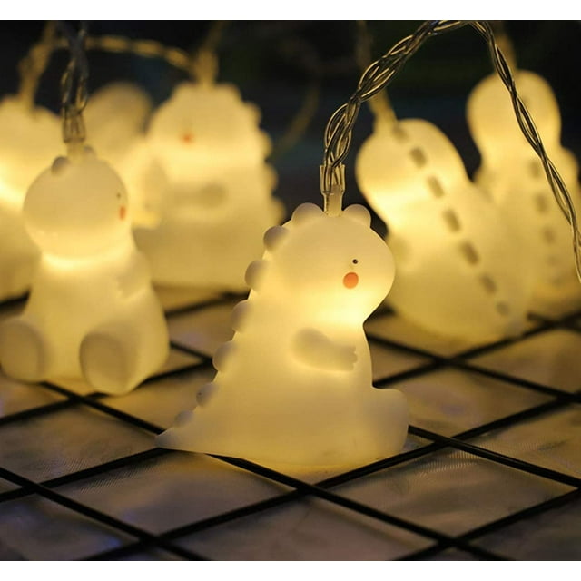 Guirnalda de 10 luces LED con forma de dinosaurio, alimentadas por batería, para Halloween, Navidad, Acción de Gracias, fiestas y decoración de habitaciones infantiles.